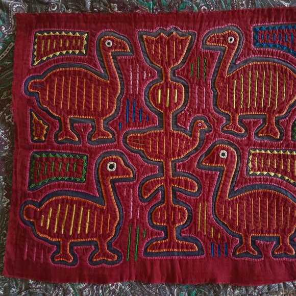 Latin American KUNA MOLA Handmade Textile Art Panel - Bird Motif - Picture 4 of 4